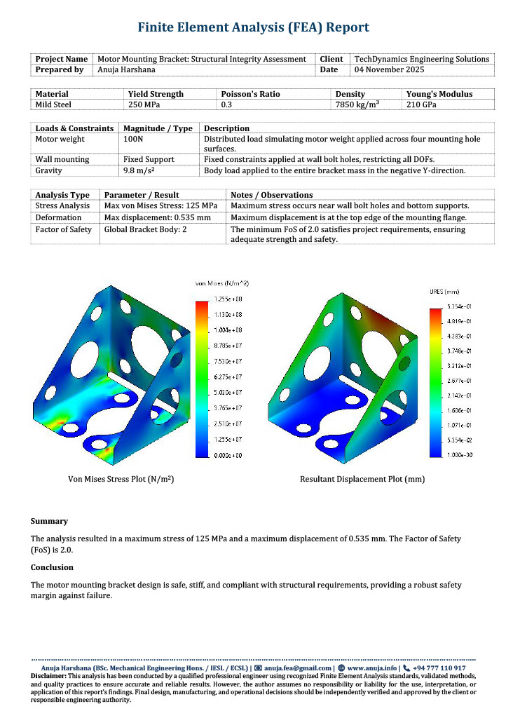Example of a Simple, Clear FEA Report Summary (722x1024)